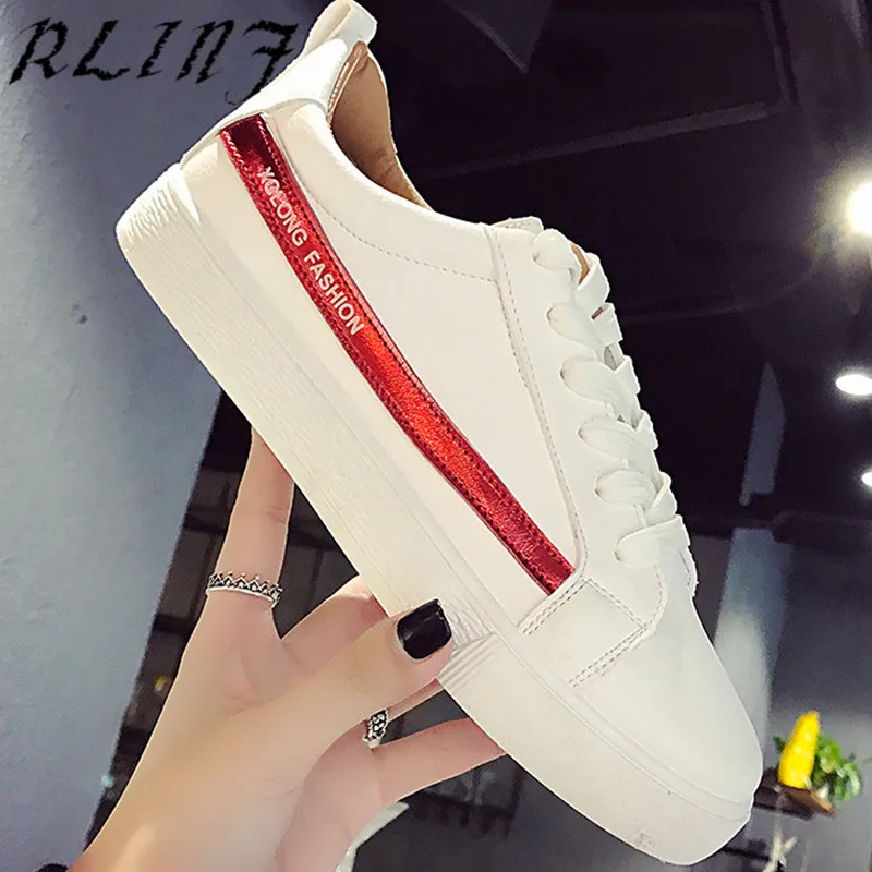 

RLINF Women Canvas Shoes Women Casual Flats Lace-up Fashion Ladies Spring/Autumn Shoes Designer White Sneakers