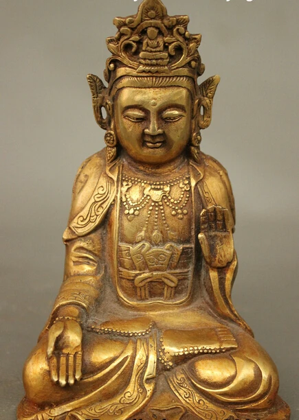 

005737 Tibet Buddhism Copper Bronze Gilt Kwan-Yin Boddhisattva Guan Yin Buddha Statue