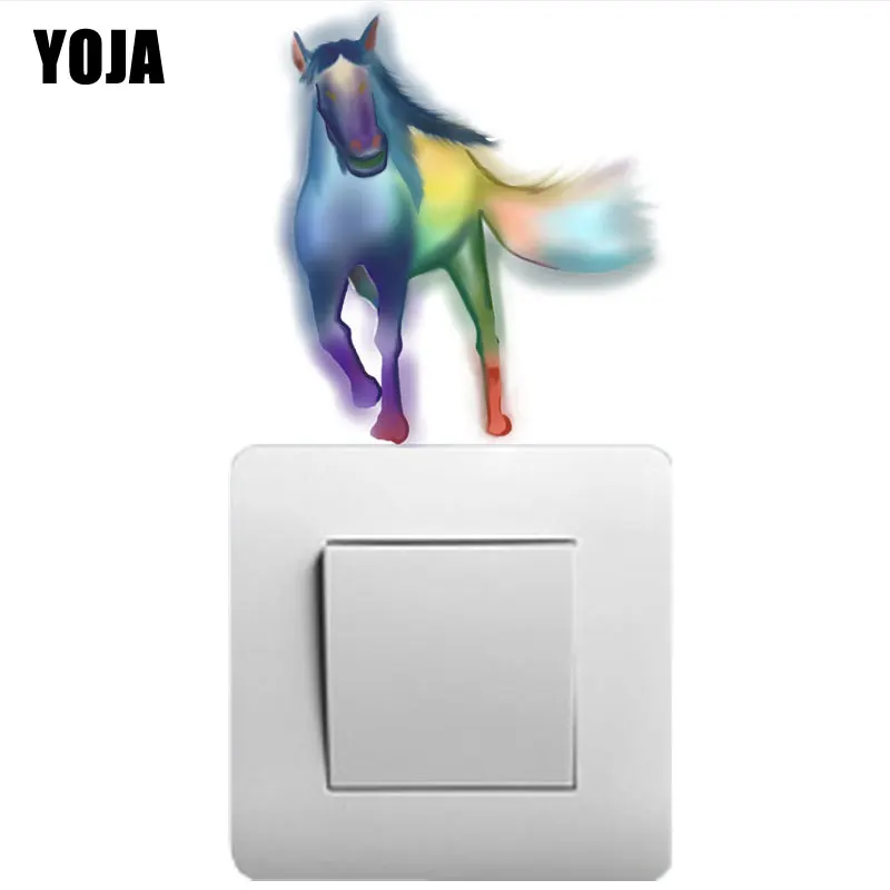 YOJA Colour Luminescent Animal Horse Kids Room Bedroom Home Decor Wall Sticker Colored Switch Decal PVC 8SS1292 | Дом и сад