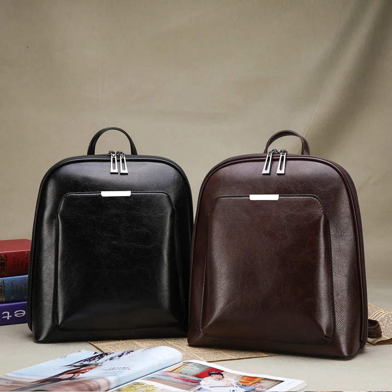 

2019 New Women's Backpack Leather Bag Pu Solid Color Fashion Casual Simple Wild Large Capacity Shoulder Bag Multicolor