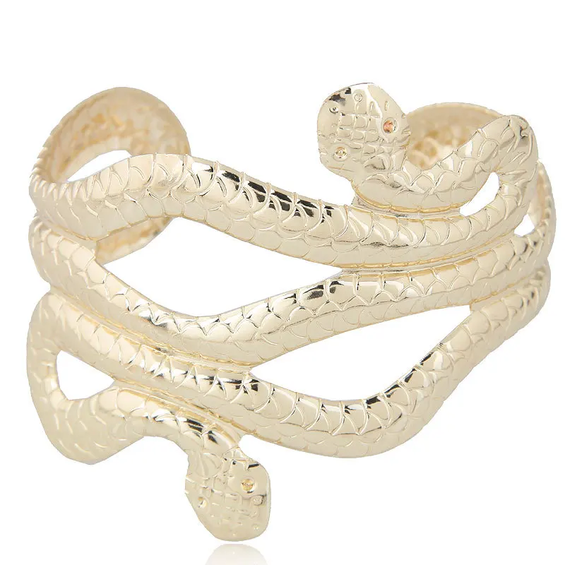 

Snake Wide Cuff Bracelets Bangles For Women Men Gold Silver Color Alloy Open Big Male Female Bangle Bracelet Fashion Jewelry H29