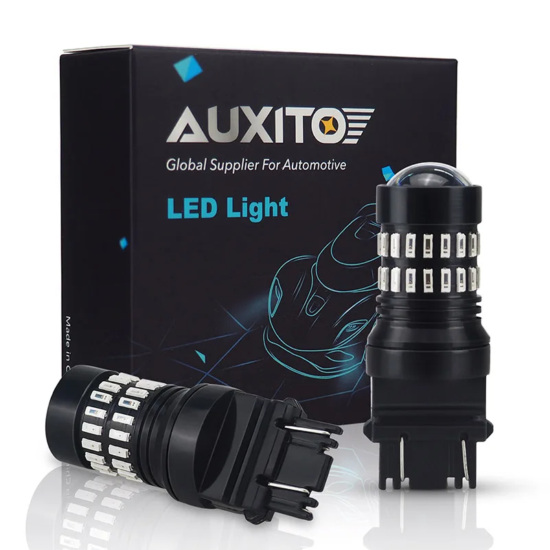 2 шт. 3157 LED красный белый Янтарный Желтый 3156 3057 3056 48SMD T25 светодиодные лампы P27/7 W