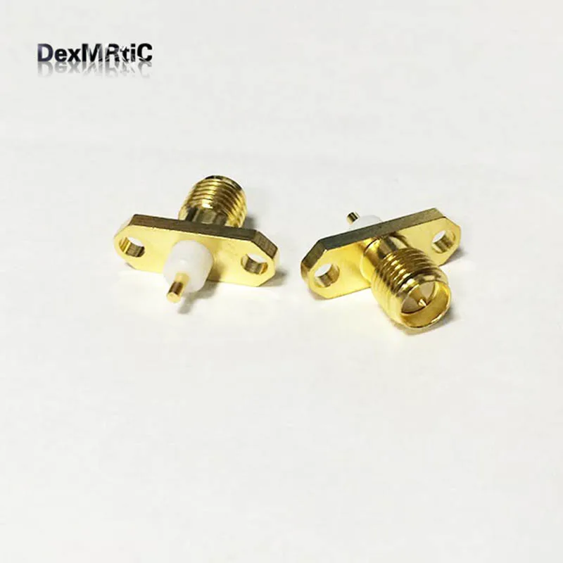

1PC RP-SMA Female Jack RF Coax Connector 2-hole flange solder post Straight Insulator Long 3mm Goldplated NEW wholesale