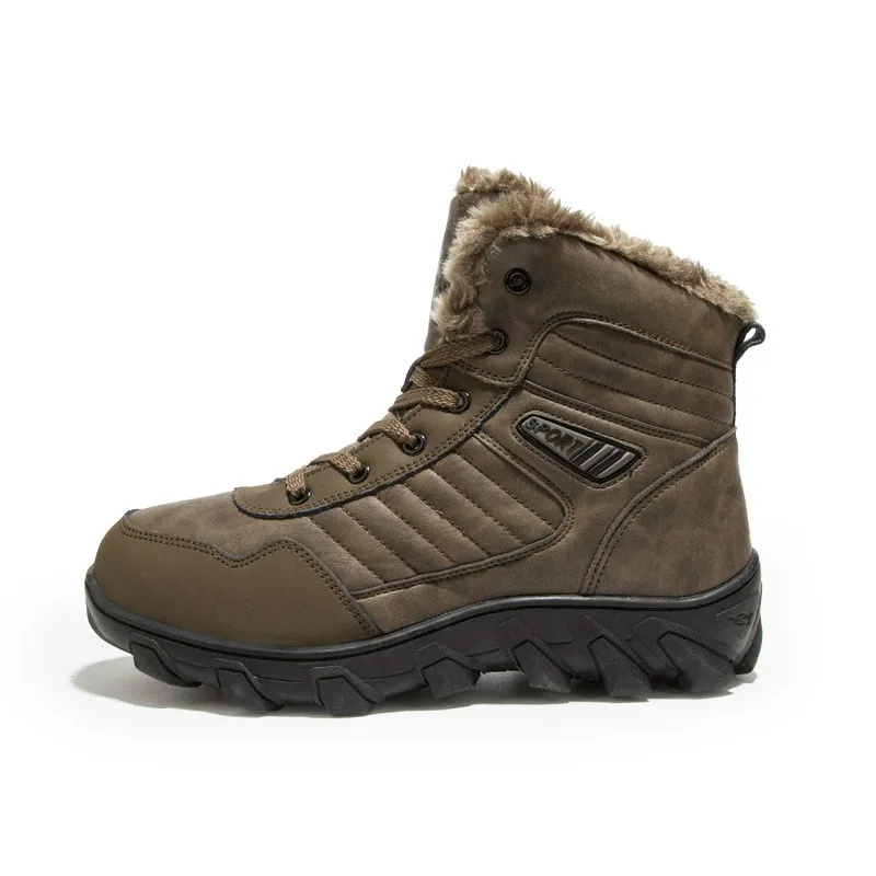 

CNFIIA Snow Boots Men Shoes Winter 2018 Fashion Fur Warm Brown Black Male Anti-Slip Boots Casual Snow Shoes Big Size 45 46 47 48