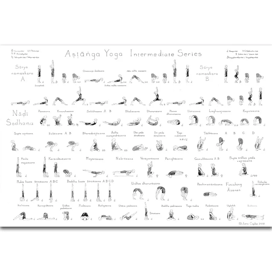 

FX753 Ashtanga Yoga Intermediate Series Home Exercise Muscle Fitness Workout Poster Art Silk Canvas Home Room Wall Print Decor