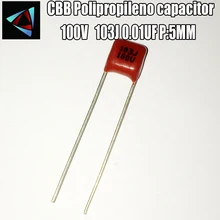 50 шт 100V 103J 0,01 мкФ шаг 5 мм CBB filme de Polipropileno конденсатор