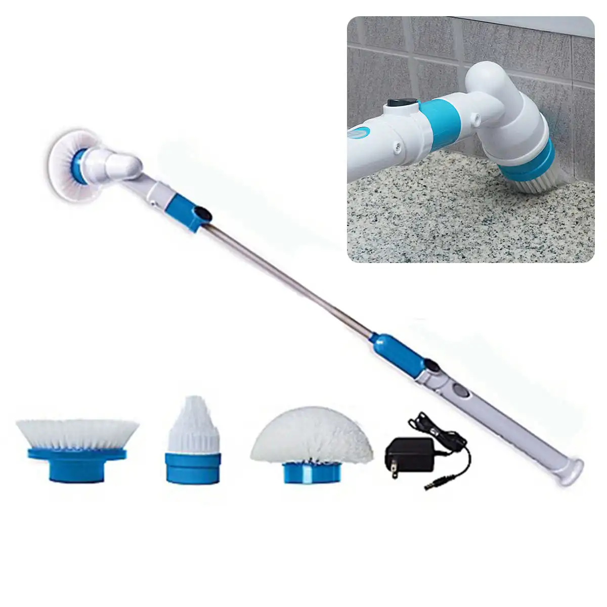 1set HQ Electric Cordless Toilet Tiles Power Floor Cleaner Brush Mop Scrubber ABS