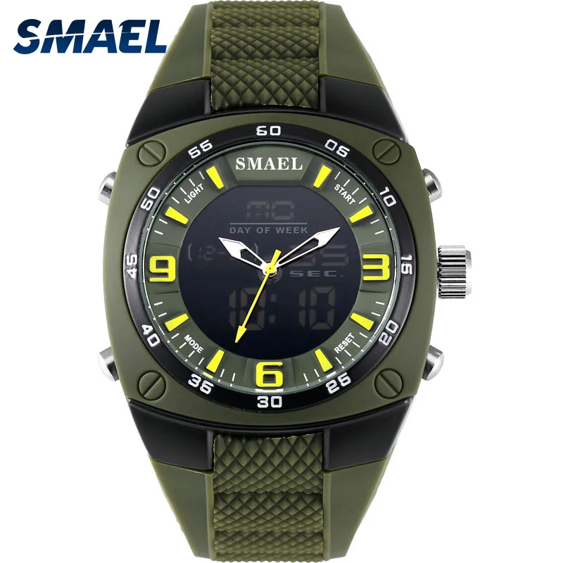 SMAEL Men Watches Military Alloy Big Dial Sport Watch Waterproof Dive 
