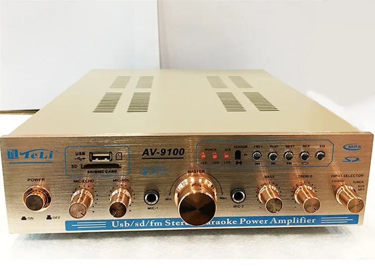 Av-9100 300 W + 300 W 220 V 5 Canali Usb Sd Fm Radio Karaoke Stereo Home Theater Audio Potenza Amplificatore