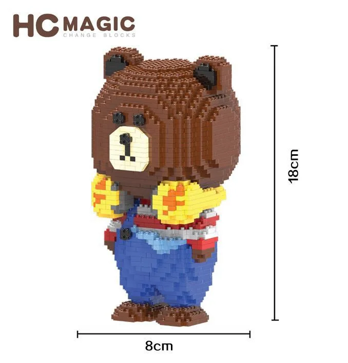 

HC 9048 Brown Bear Headset Cartoon Mini Blocks DIY Building Blocks Diamonds Toys Compatible With Legoings LOZ HC9048