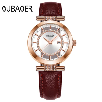 

OUBAOER Quartz Auto Date Women Fashion Casual Leather Bracelet Watches Ladies Watch Skeleton Dial Clock Relogio Feminino OB2007
