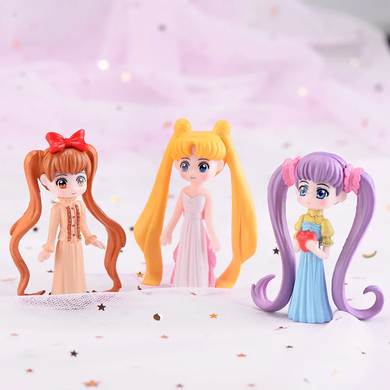

Sailor Moon Figure Toys Diy Key/Cake/Baking/Bag Accessories Creative PVC Anime Dolls for Children Long Hair Teenage Heart Dolls