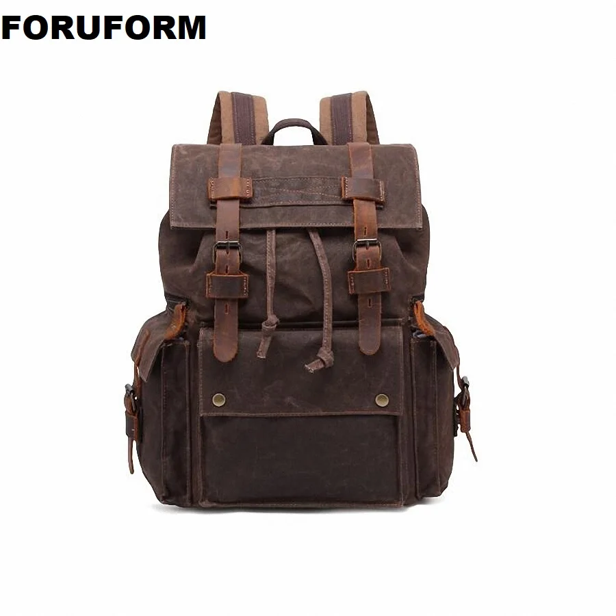 Vintage Olie Wax Canvas Rugzak Mannen Waterdichte Reizen Schoudertas 2018 Mode Student Tas 15.6 ''Laptop Mannelijke Rugzak LI-2293 Vintage Olie Wax Canvas Rugzak Mannen Waterdichte Reizen Schoudertas 2018 Mode Student Tas 15.6 ''Laptop Mannelijke Rugzak LI-2293