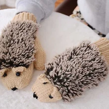 Новинка, Зимние перчатки для девочек и женщин с героями мультфильмов, Вязаные Теплые Перчатки для фитнеса, рукавицы с подогревом и ворсом