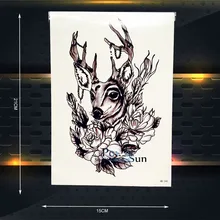 25 Style Long Lasting Deer Temporary Tattoo Women Body Art Tatoo Arm Sleeve Henna Rose 21x15CM Elk Fake Flash Tattoo Black