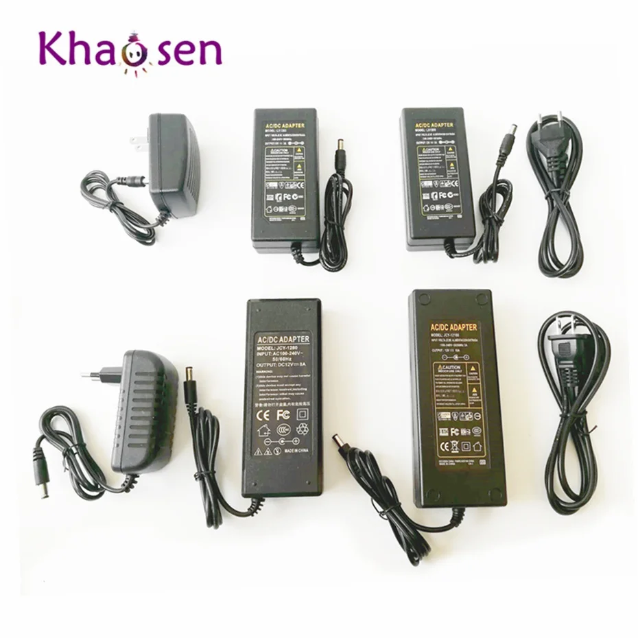 

1pcs 100-240V AC to DC Power Adapter Supply Charger adapter 12V 1A 2A 5A 10A EU Plug 5.5mm x 2.5mm/5v3aDC Plug Micro USB