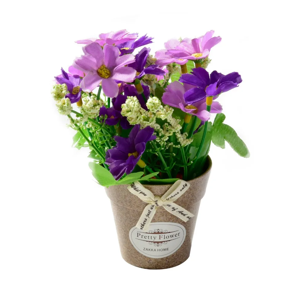 Chrysanthemum fake flower with plastic vase bonsai Artificial flowers for wedding party Garden farmhouse decoration fake flower Chrysanthemum fake flower with plastic vase bonsai Artificial flowers for wedding party Garden farmhouse decoration fake flower
