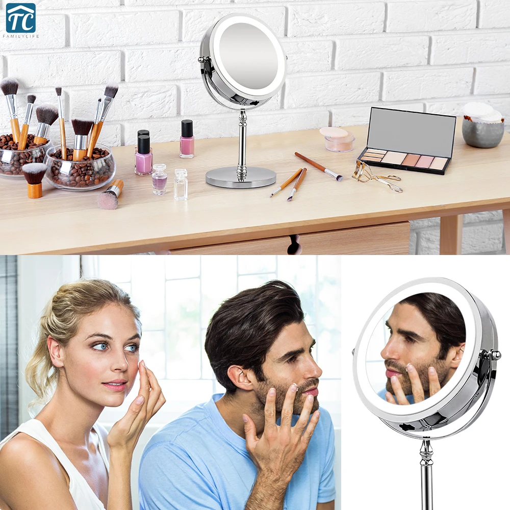 Große 7 Zoll Eitelkeit Make Up Spiegel mit Licht Doppel Seitige 1X 10X Vergrößerungs LED Spiegel Perfekte für Schlafzimmer oder Bad Eitelkeit Preise