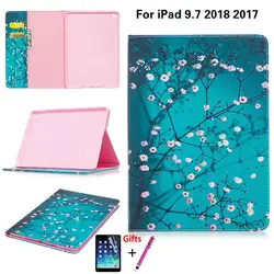 10 узоров из мультфильмов чехол для Apple IPad 9,7 2017 2018 чехол Funda планшет силиконовый чехол из искусственной кожи с откидной подставкой для A1822/A1823