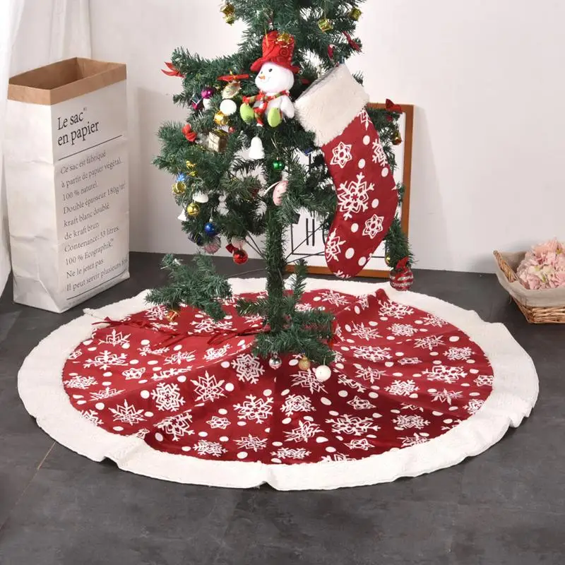

Red White Christmas Tree Skirt 48 Inch Christmas Decorations For Home Round Holiday Christmas Tree Ornament