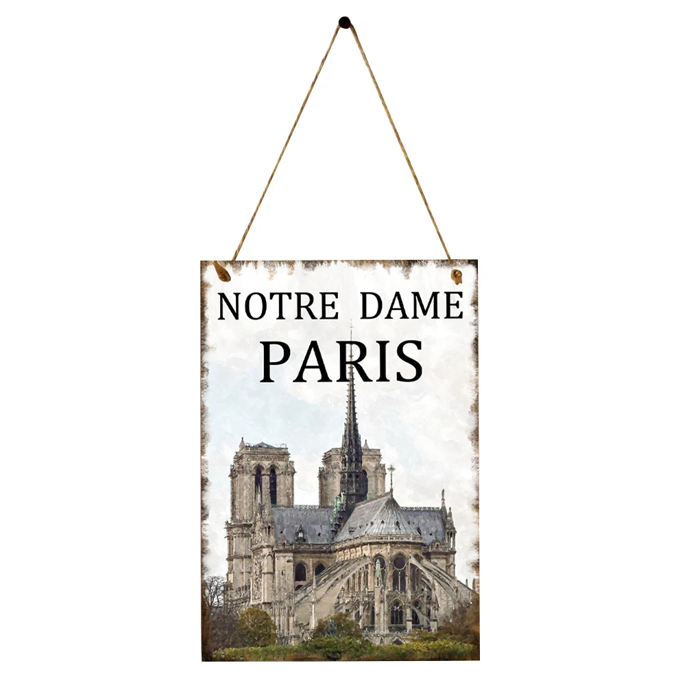1pc Ornament Rectangle Creative Beautiful Notre Dame Decor Hanging