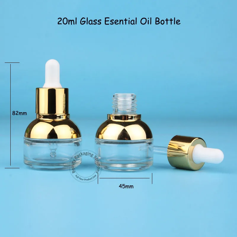 

3pcs/Lot High Quality Glass 20ml Essential Oil Bottle with Gold Dropper 2/3OZ Women Cosmetic Container Small 20cc Refillable Pot