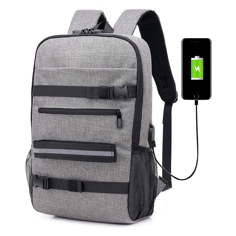 Мужской рюкзак с защитой от кражи, рюкзак для ноутбука, usb зарядка для подростков, сумка для скейтборда, водонепроницаемые школьные сумки, Escolar Mochila XA101ZC - Цвет: Light Gray