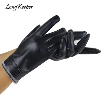 

Long Keeper Women Brand Designer Gloves Leather Full Finger Plus Cashmere Winter Warm Gloves Female Touch Screen Luxury Luvas