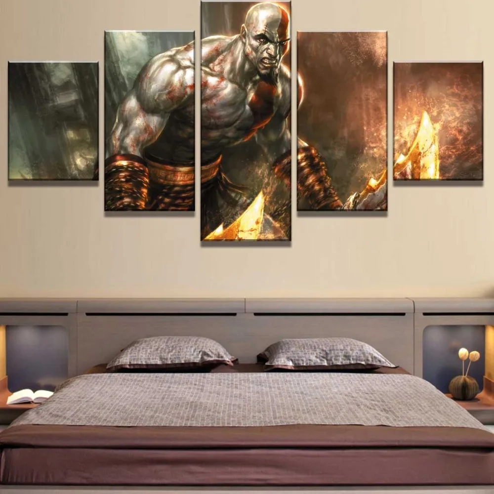 Waliicorners 5 Piece HD Print Large God Of War Game Cuadros Decoracion Paintings on Canvas Wall Art for Home Decorations Wall Decor Artwork 5