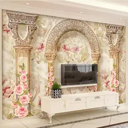 Европейский стиль 3D мраморный узор римская колонна фотообои Гостиная ТВ диван роскошный домашний декор самоклеющиеся наклейки