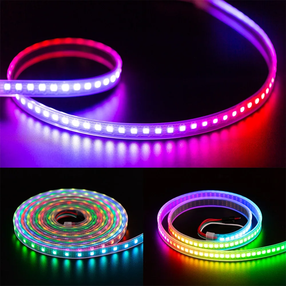 1 м/2 м/5 м WS2812B Пиксельная Светодиодная лента 30/60/100/144 светодиодов/м RGB ТВ светильник