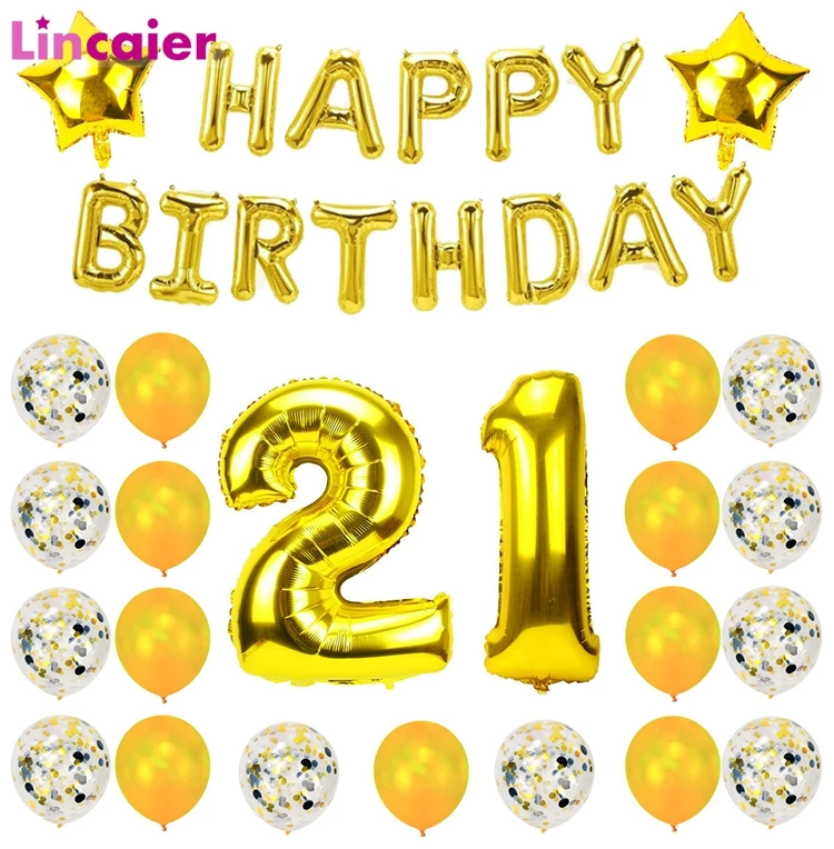 Lincaier 32 дюйма 62 см Happy 21 день рождения воздушные шары 21 год вечерние украшения для женщин и мужчин