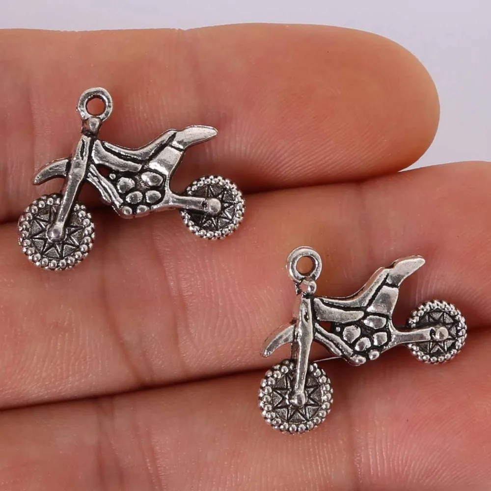 

5Pcs 19x23mm motorcycle Antique Silver Alloy Charms Pendant Jewelry Findings DIY Necklace Bracelets Earrings Making