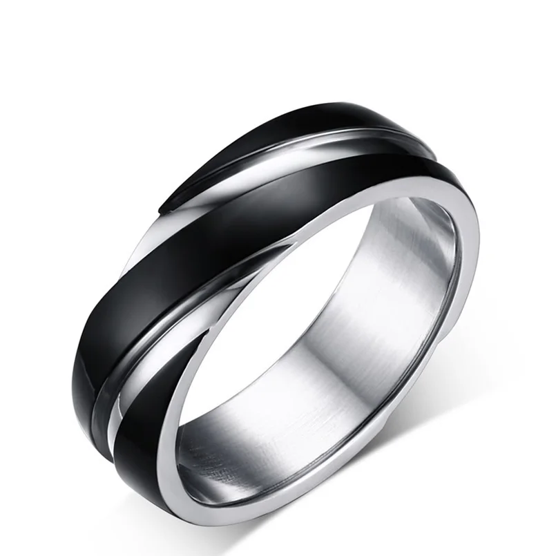Fashion Daily Wear Rings Lead Nickel Free Black Color Stainless Steel Titanium Men Wedding