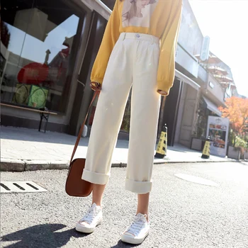 

simple Korean version of the loose ladies was thin wild high waist straight old casual jeans women 2019 new fashion for Female