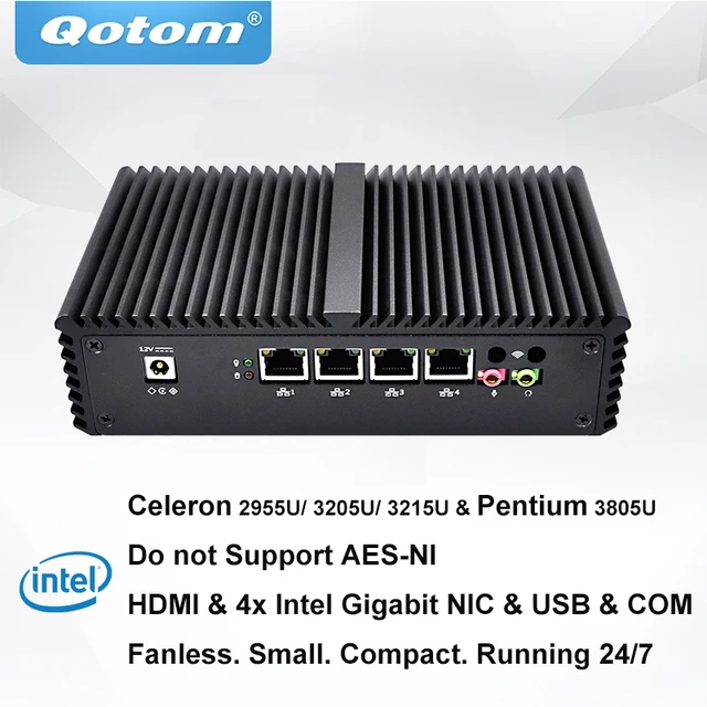 Best Price QOTOM Mini PC with 4 Gigabit NIC, pfSense Sophos Untangle Linux, Celeron Pentium Fanless pfSense appliance Best Price QOTOM Mini PC with 4 Gigabit NIC, pfSense Sophos Untangle Linux, Celeron Pentium Fanless pfSense appliance