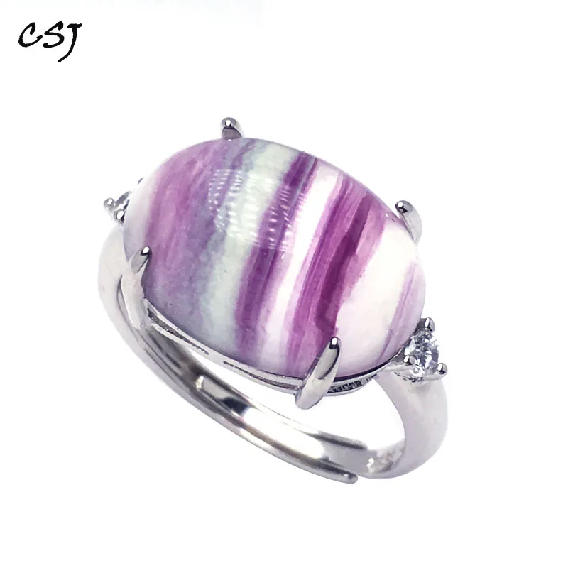 Natural Fluorite stone handmade silver plated ring.