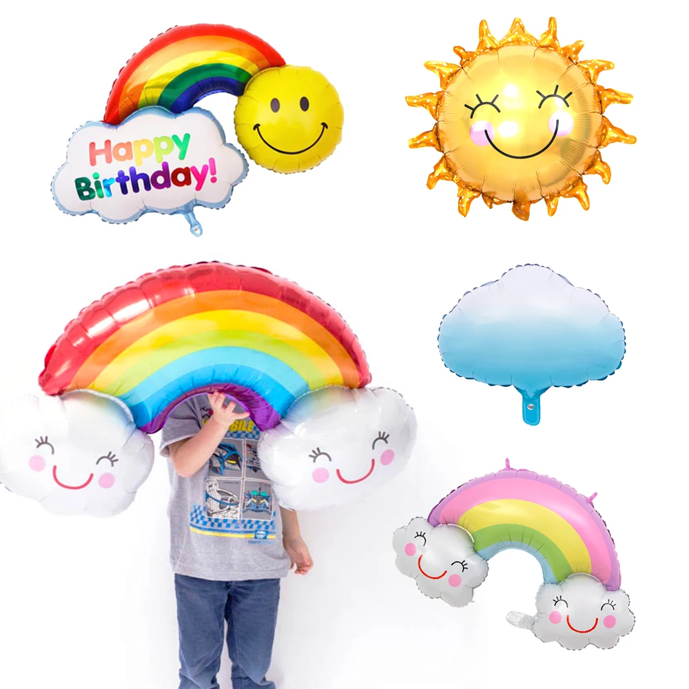 

1pcs Large Rainbow Smile Sun Design Foil Balloons Birthday Wedding Party Decoration Kids Classic Toys baby shower globos