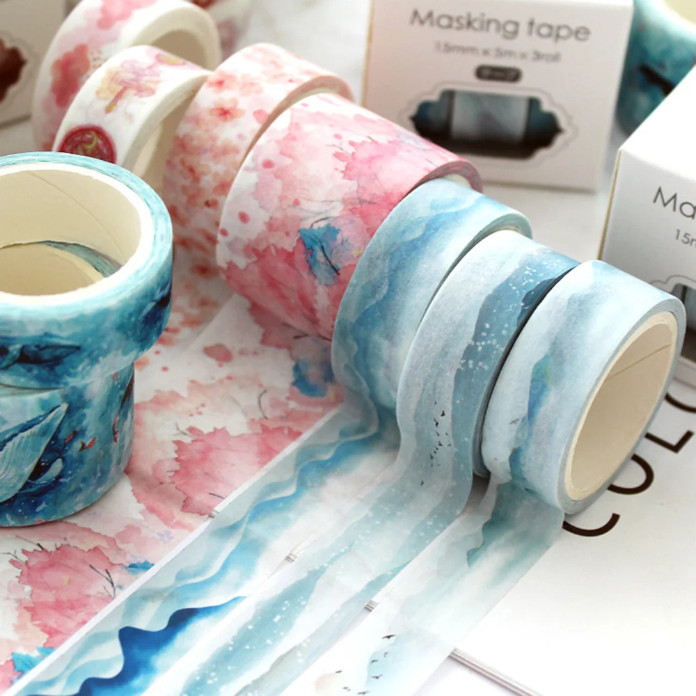 

3Pcs/pack Classic Van Gogh Bullet Journal Washi Tape set Starry sky Adhesive Tape DIY Scrapbooking Sticker Label Masking