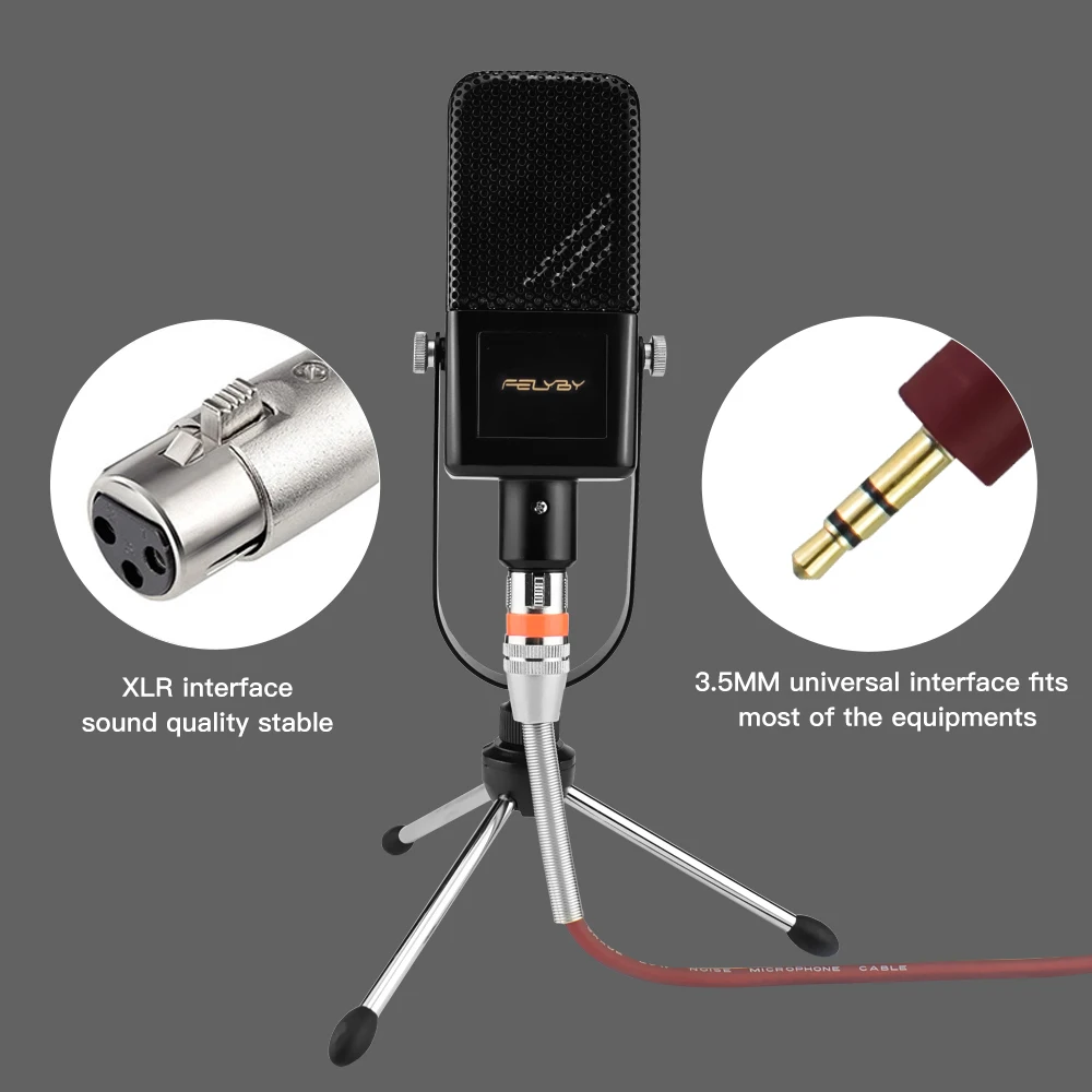 FELYBY BM1000 микрофон для караоке конденсатор для/ноутбука/ПК Запись микрофона Аудио Студийный микрофон