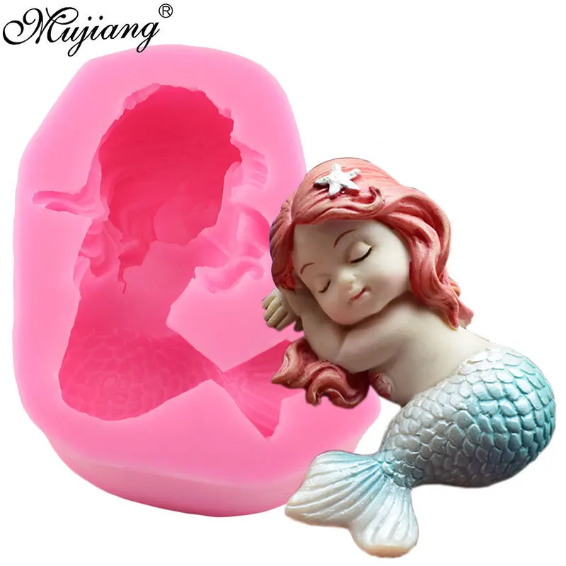 

3D Sleeping Mermaid Cake Silicone Molds Soap Resin Clay Candle Mold DIY Chocolate Candy Baby Party Fondant Cake Decorating Tools