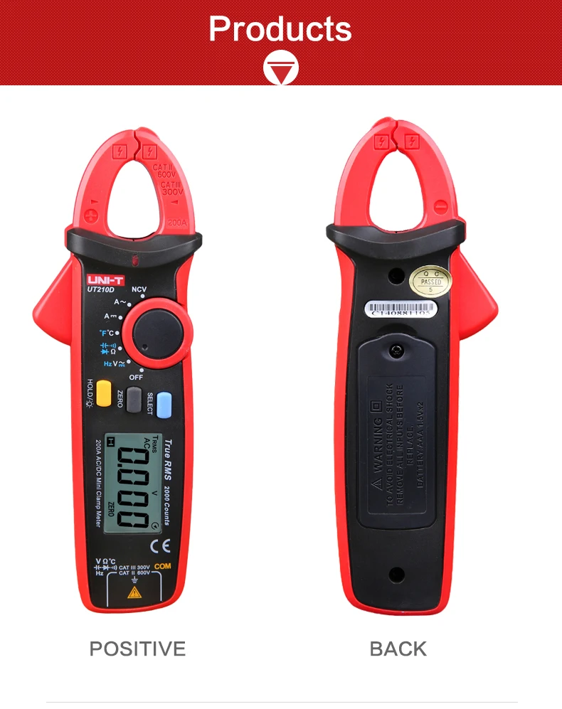 force gauge UNI-T Clamp Meter UT210 Series AC Current Mini Clamp Multimeter Digital True RMS Pliers Ammeter Auto Range soil ph tester