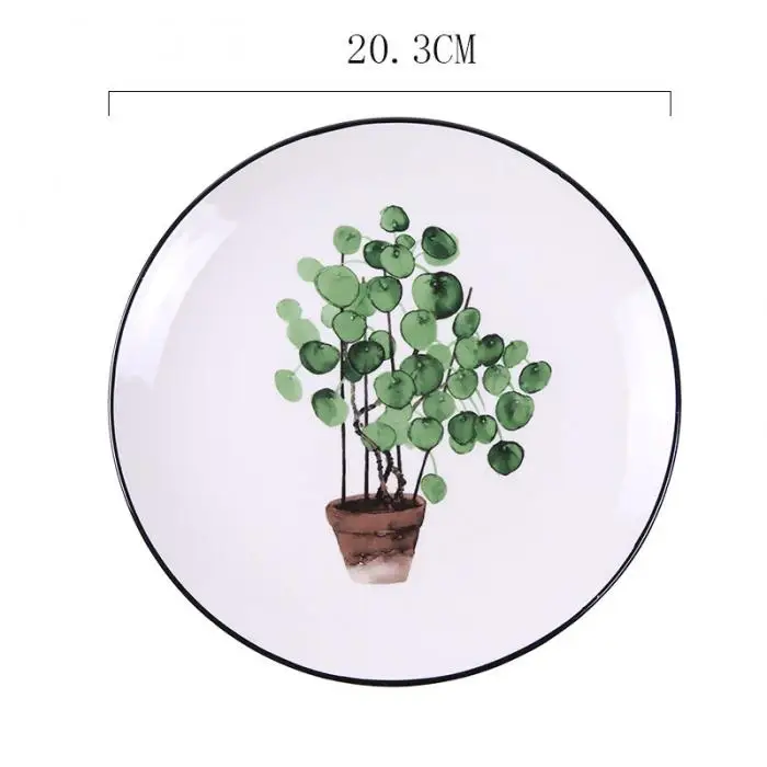 1 шт. тропические растения зеленые листья круглая тарелка для десерта фруктовый Ланч BDF99