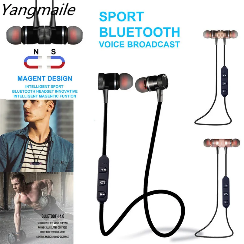 

Yangmaile Metal Magnet Wireless Bluetooth Earphone Headset For iPhone Free Shipping H1T07