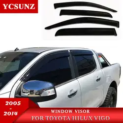 Сбоку оконные дефлекторы солнцезащитный козырек для Toyota Hilux Vigo 2005-2014