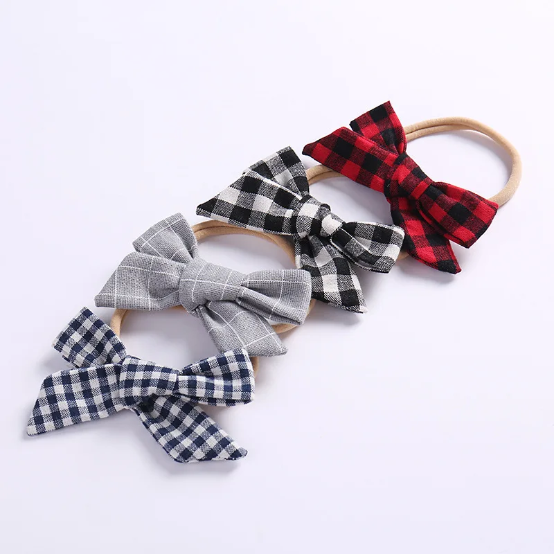 

Handtied Fabric Bow Headbands or Hair Clips, Pinwheel hair bow headband, School girl Hair Accessories