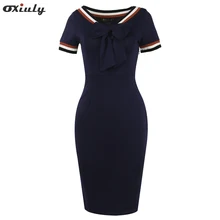 Oxiuly Black Dot Knee Length Sexy Fitted Dress Casual Party Night Club Dress Print Pencil Office Work Dot Dress dot print swim dress