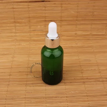 

5pcs/Lot 30ml Empty Glass Essential Oil Green Bottle Silver Dropper Women Cosmetic Container Ladies Makeup Refillable Pot