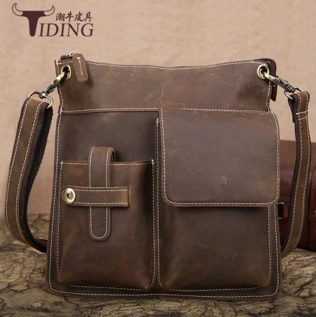 

Men Vintage Brand Luxury Shoulder Crossbody Bags 2018 Genuine Leather High Quality Travel Business Brown Men Messenger Bag