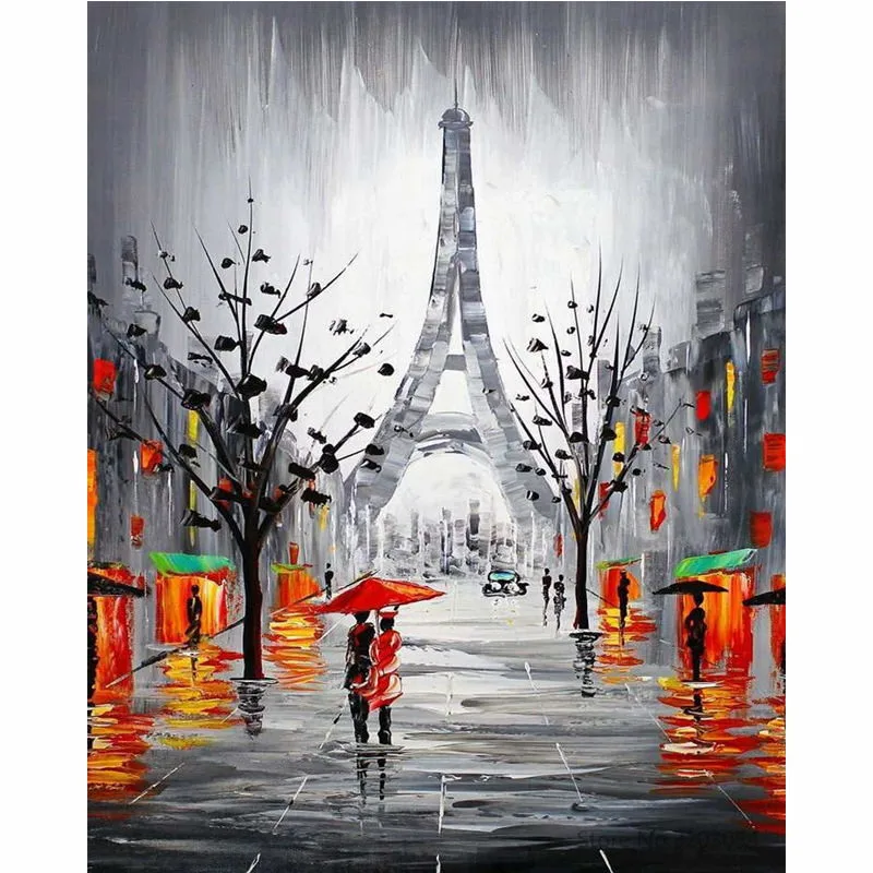 

CHUNXIA Framed DIY Painting By Numbers Paris Landscape Acrylic Painting Modern Picture Home Decor For Living Room 40x50cm RA3341